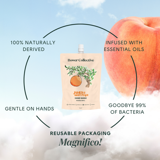 Bower Natural Hand Wash - James and the Giant Peach - Reusable Bottle (500ml) & Refill (1L)
