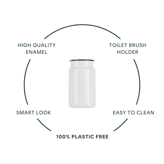 Enamel Toilet Brush Holder: high quality enamel, easy to clean, smart look and 100% plastic free.