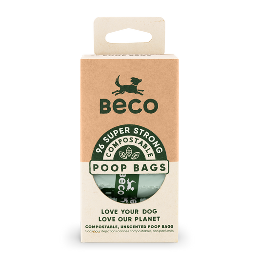 Beco Compostable Poop Bags, Unscented, 48 Pack with Handles