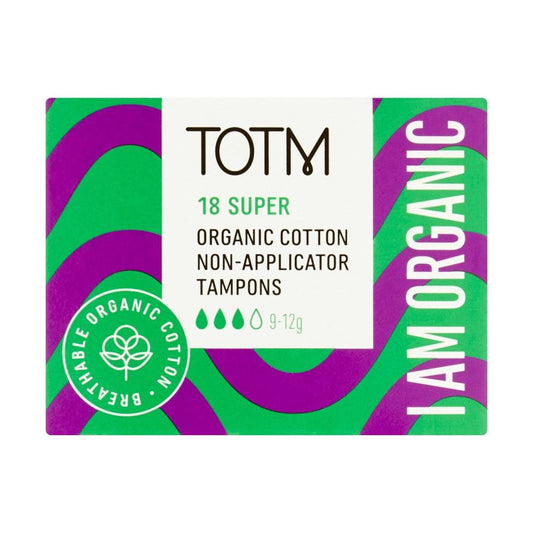 TOTM Organic Cotton Non-Applicator Tampons – Medium, Super, Super Plus
