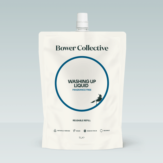 Bower Washing Up Liquid Refill - Fragrance Free 1L - refillable pouch