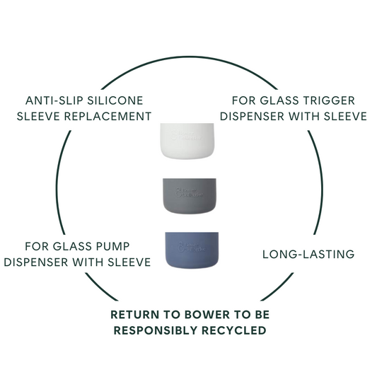 Anti-slip silicone sleeve replacement, long-lasting. Return to Bower to be responsibly recycled.