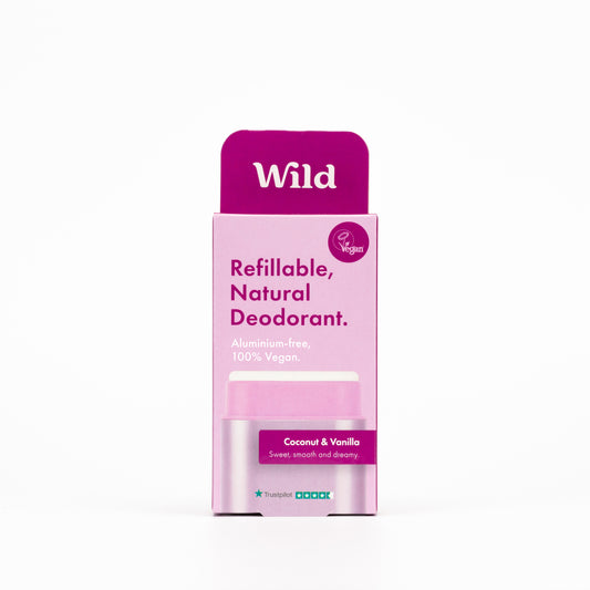 Wild Natural Deodorant - Purple Starter Case with Wild Coconut & Vanilla Deo Refill