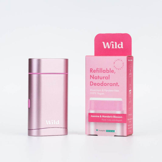 Wild Natural Deodorant - Pink Starter Case with Jasmine & Mandarin Refill